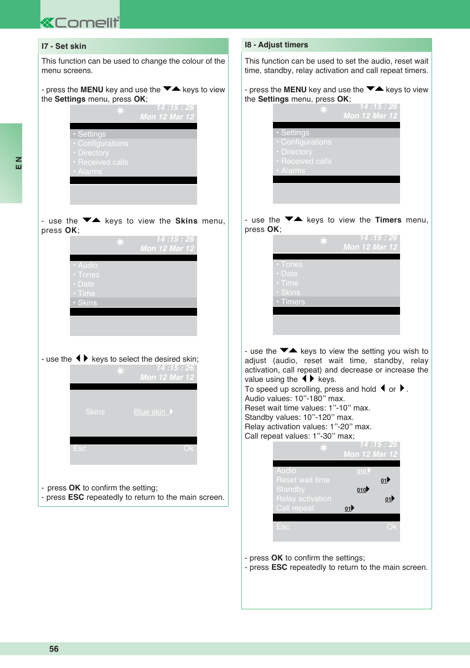 Comelit MT 1998VC User Manual | Page 56 / 124