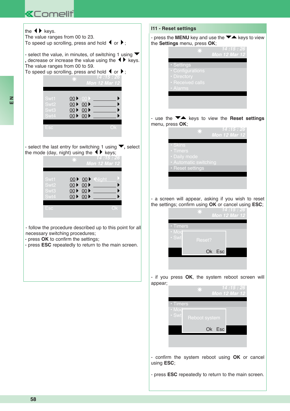 Comelit MT 1998VC User Manual | Page 58 / 124