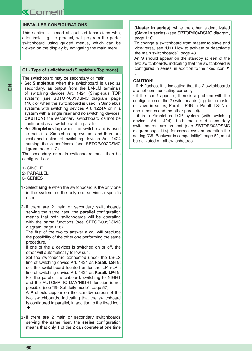 Comelit MT 1998VC User Manual | Page 60 / 124