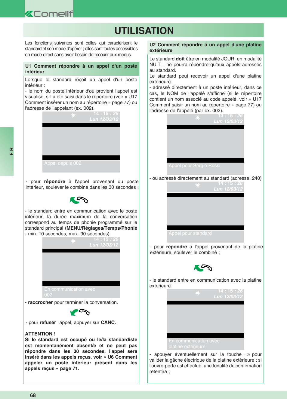 Utilisation | Comelit MT 1998VC User Manual | Page 72 / 124