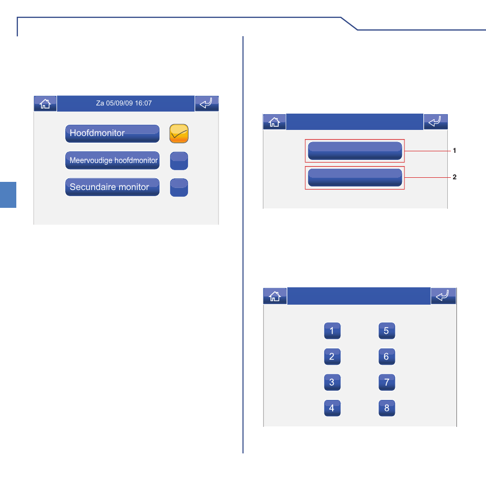 Geavanceerd, Nl hoofdmonitor / secundaire monitor instellen, Meervoudig adres instellen | Intercomadres instellen | Comelit MT 6101BM User Manual | Page 100 / 104