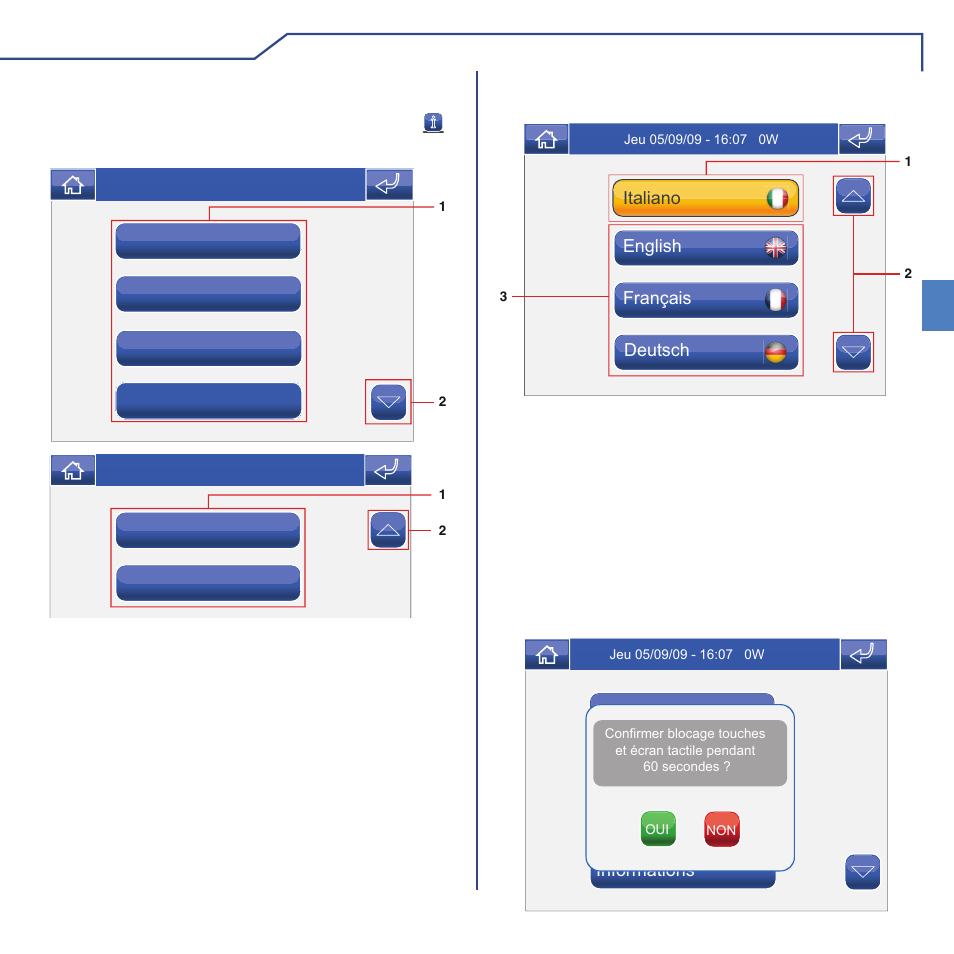 Setup fr, Description menu setup, Langue | Bloc. touches+tact | Comelit MT 6101BM User Manual | Page 63 / 104