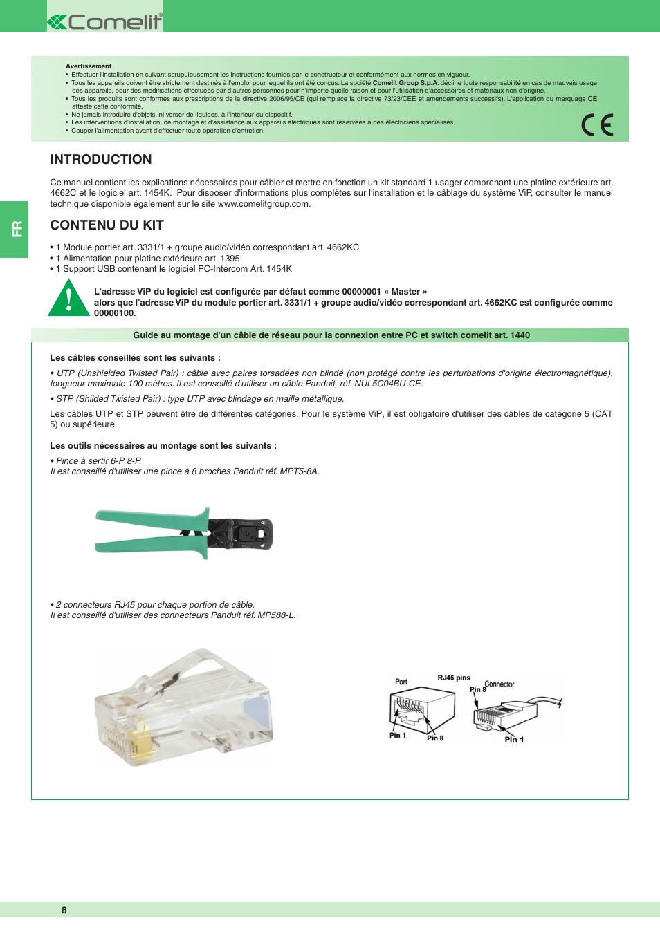 Introduction, Contenu du kit | Comelit MT KIT 8501 User Manual | Page 8 / 36