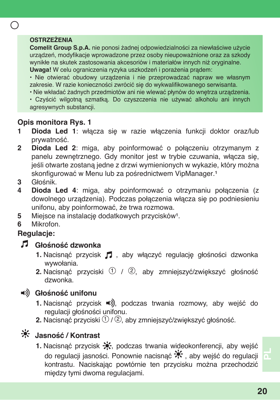 Comelit 6304 BM User Manual | Page 23 / 25