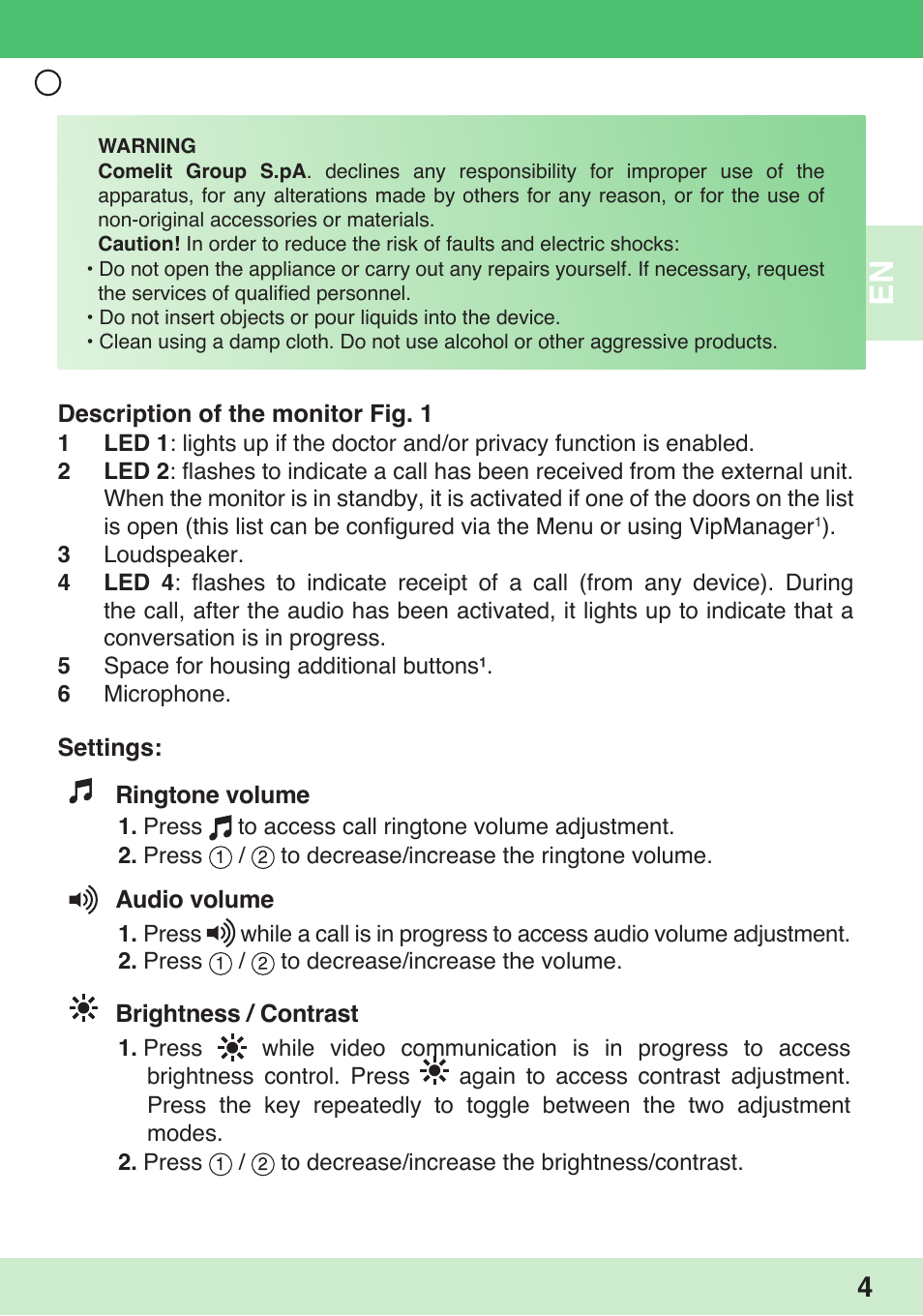 Comelit 6304 BM User Manual | Page 7 / 25