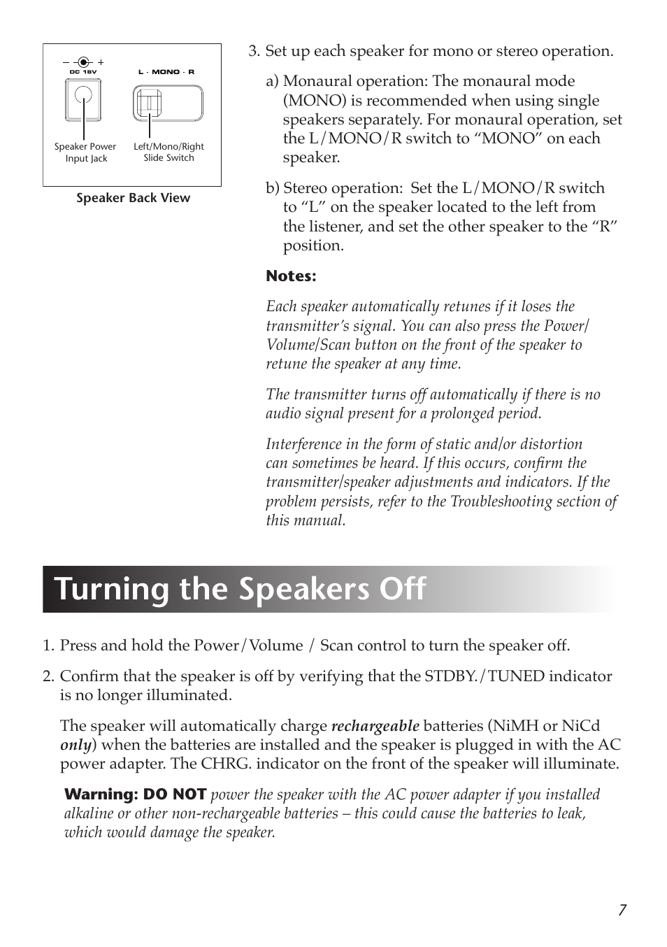 Turning the speakers off | Acoustic Research wireless speakers AW877 User Manual | Page 9 / 13