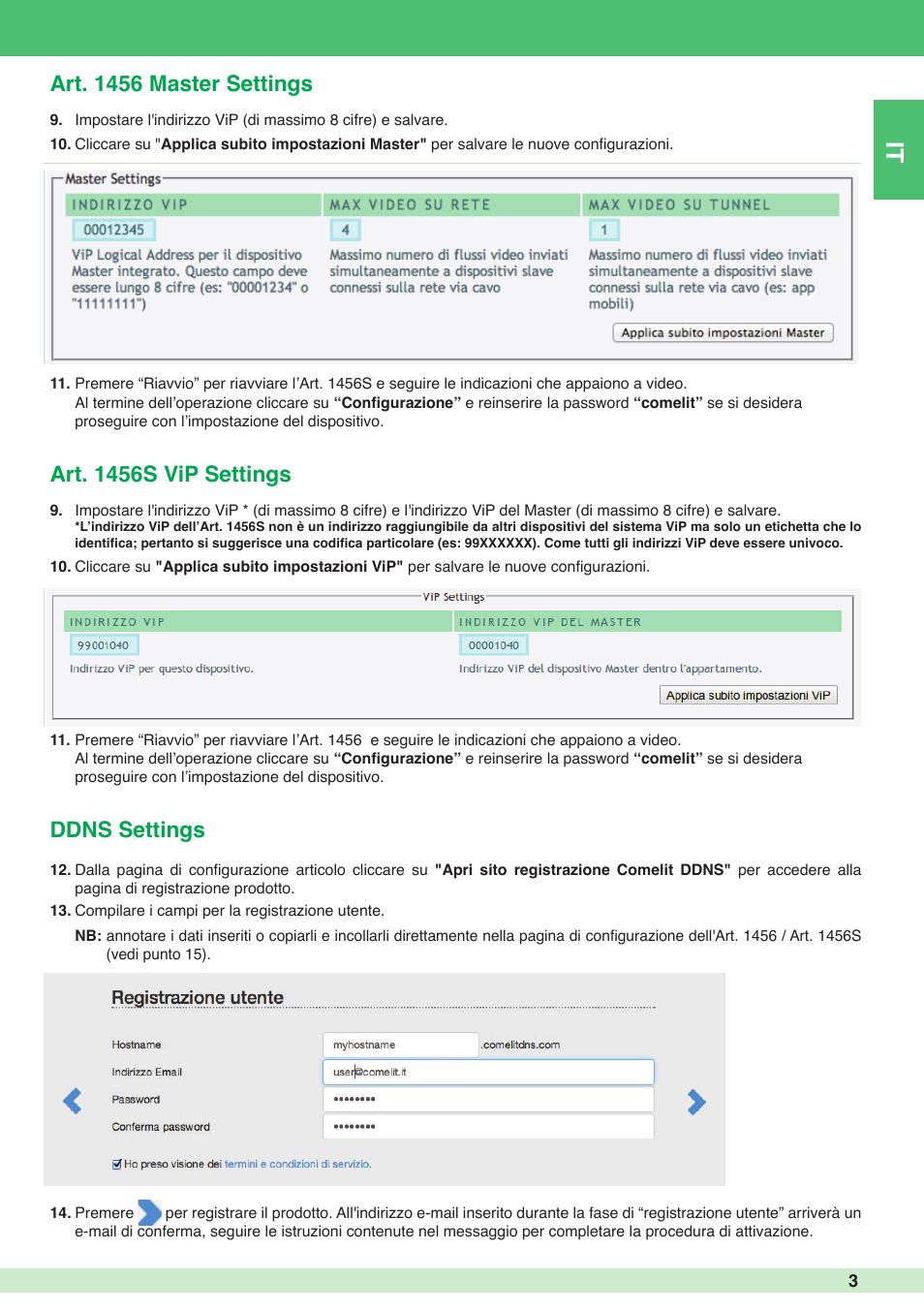 Ddns settings | Comelit MT 1456S User Manual | Page 3 / 16