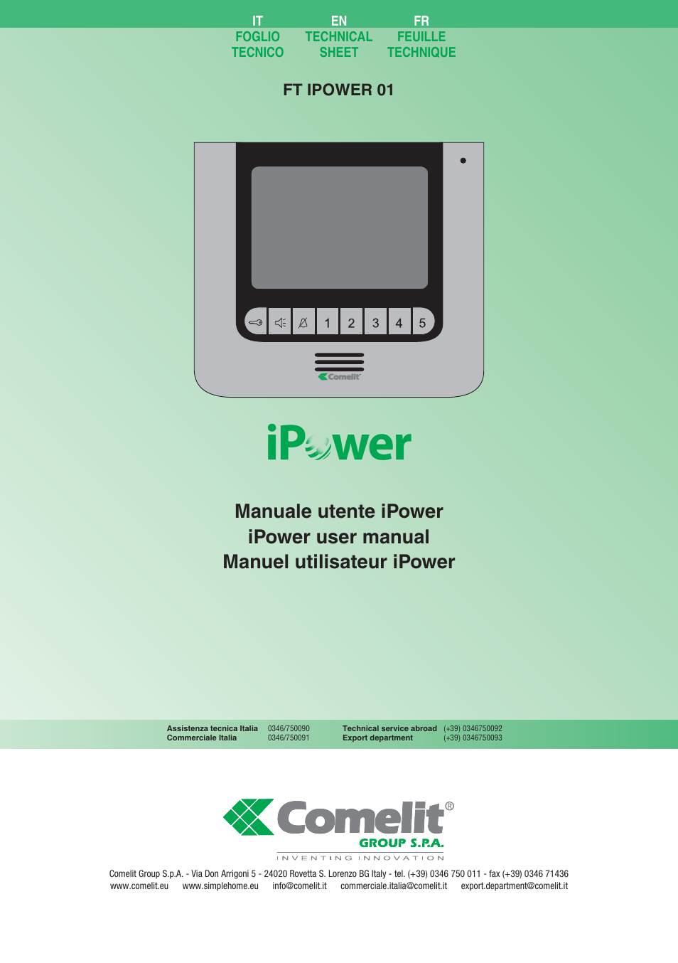 Comelit FT POWER 01 User Manual | 32 pages