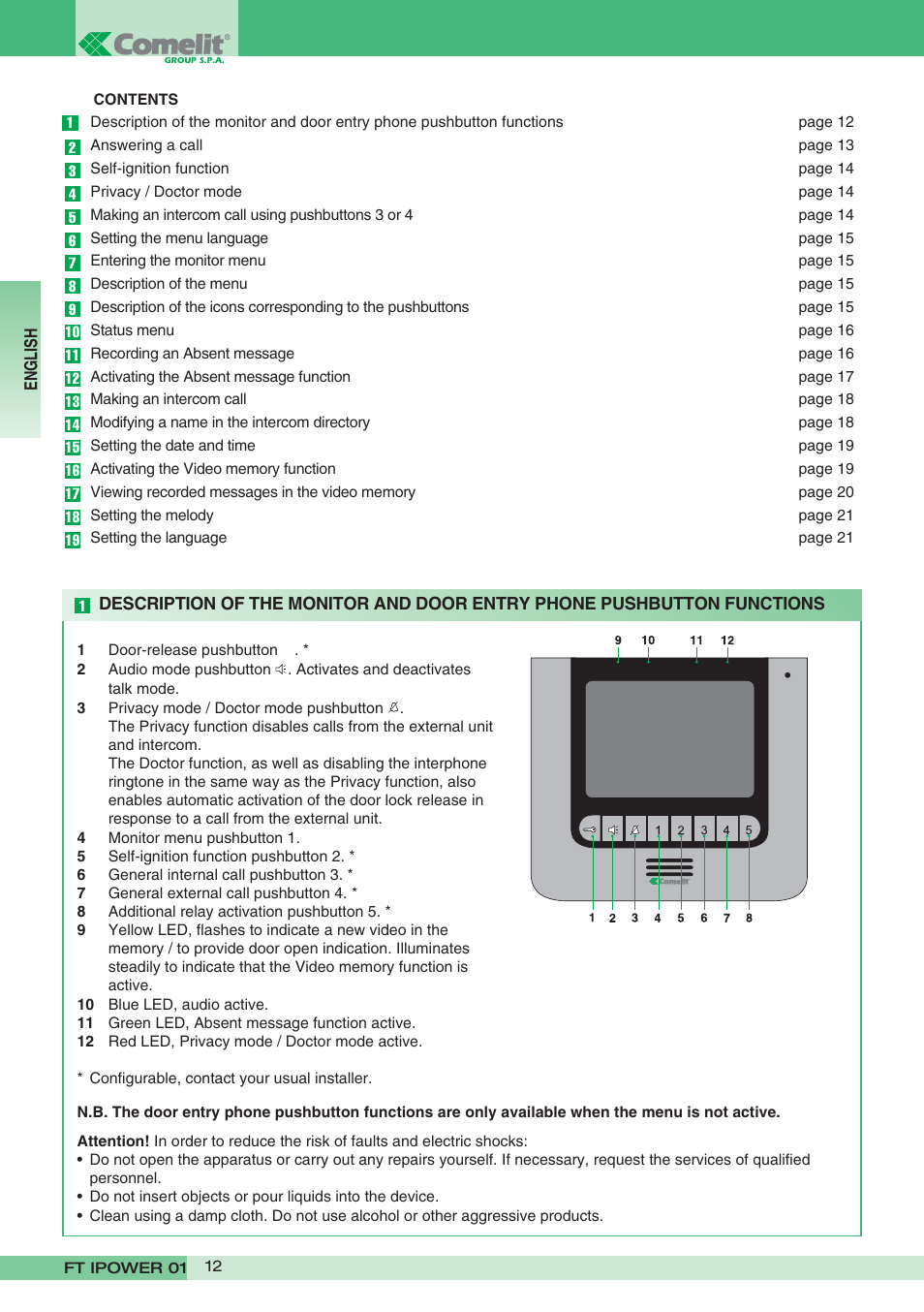 Comelit FT POWER 01 User Manual | Page 12 / 32