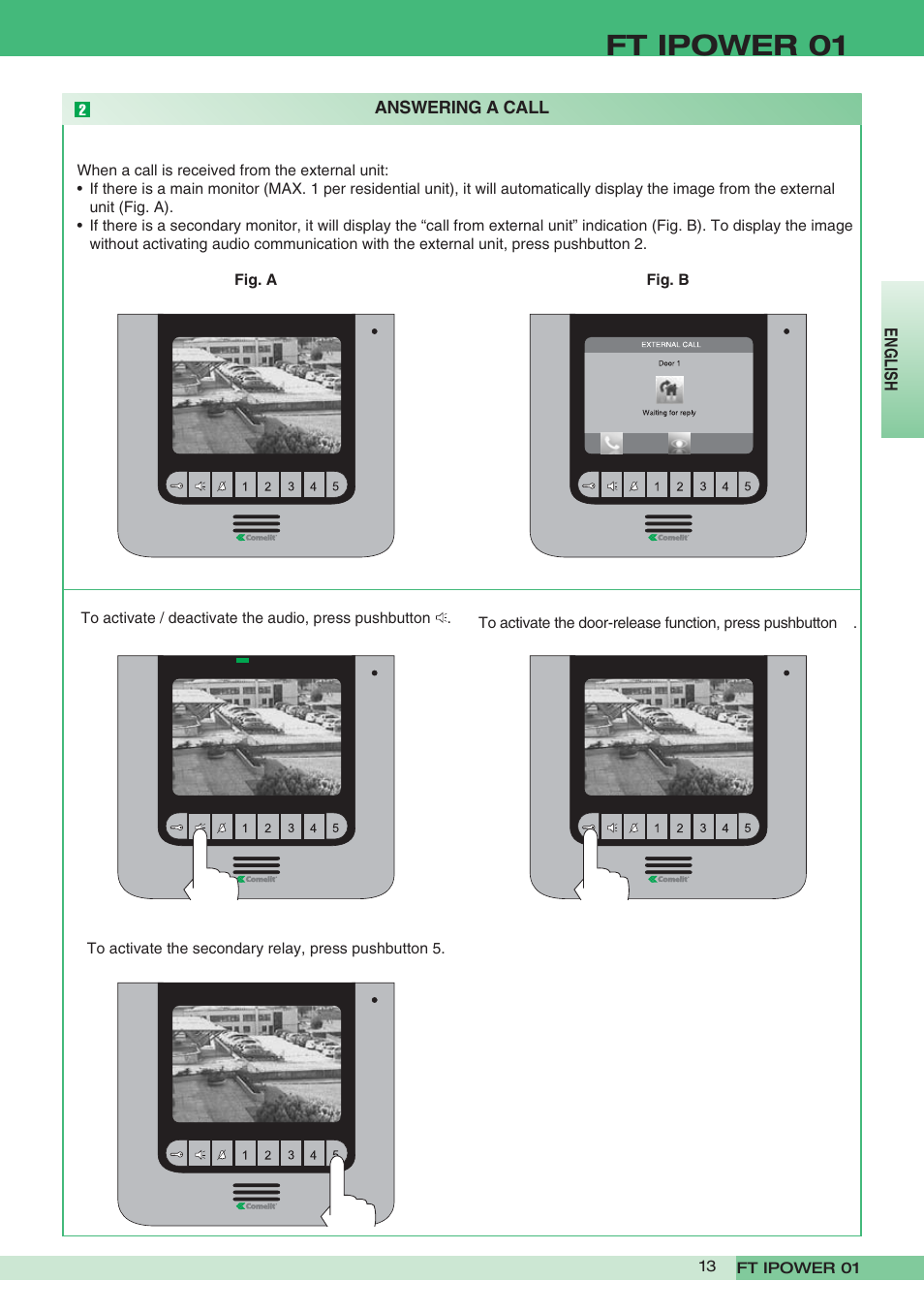 Ft ipower 01 | Comelit FT POWER 01 User Manual | Page 13 / 32