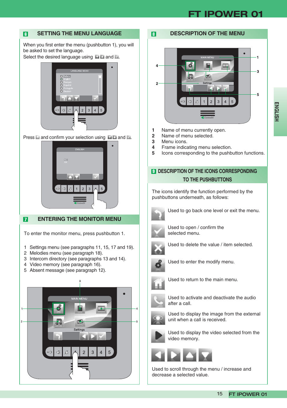 Ft ipower 01 | Comelit FT POWER 01 User Manual | Page 15 / 32