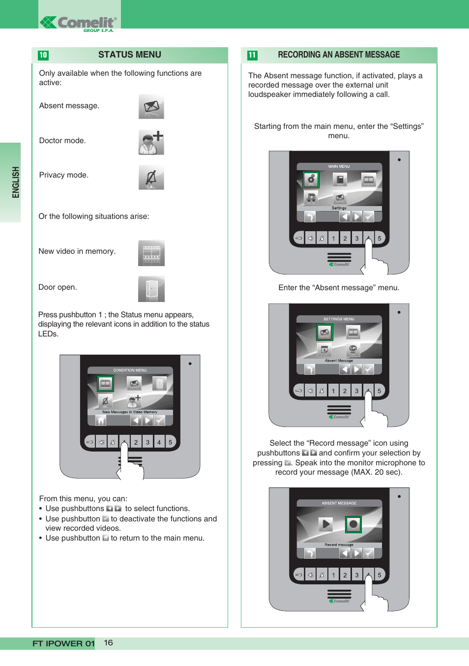 Comelit FT POWER 01 User Manual | Page 16 / 32