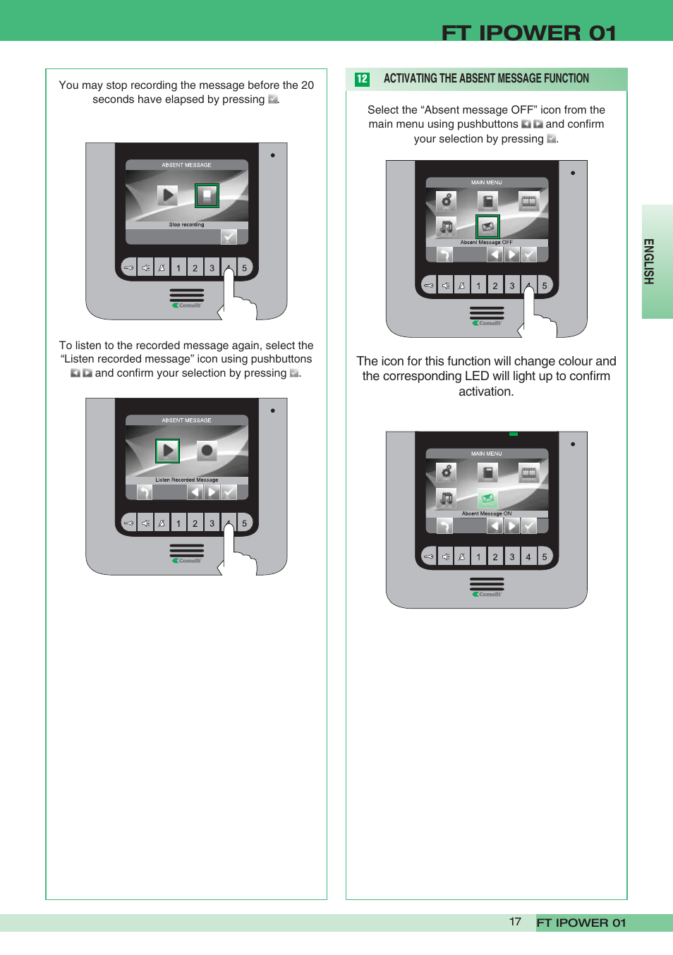 Ft ipower 01 | Comelit FT POWER 01 User Manual | Page 17 / 32