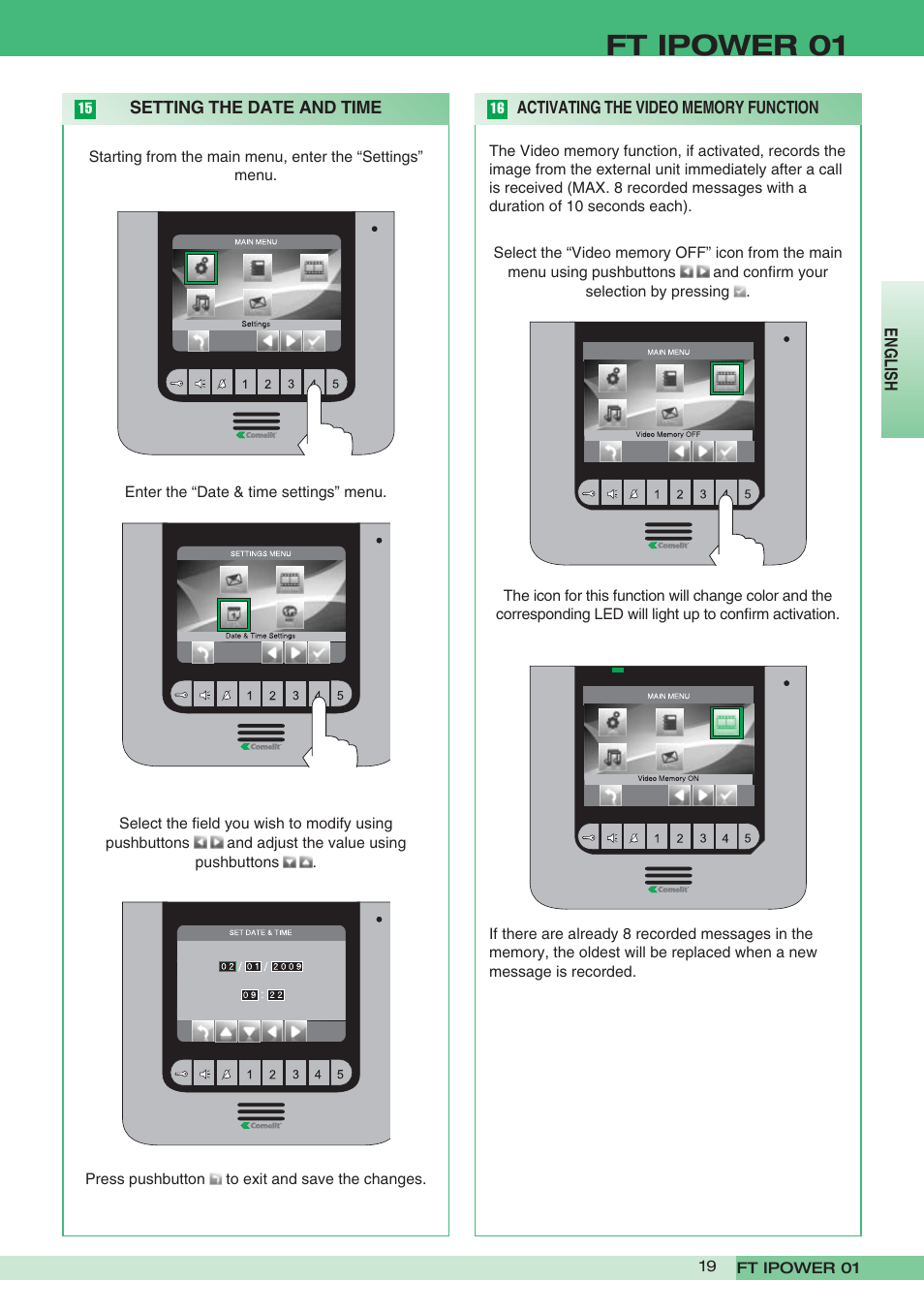 Ft ipower 01 | Comelit FT POWER 01 User Manual | Page 19 / 32