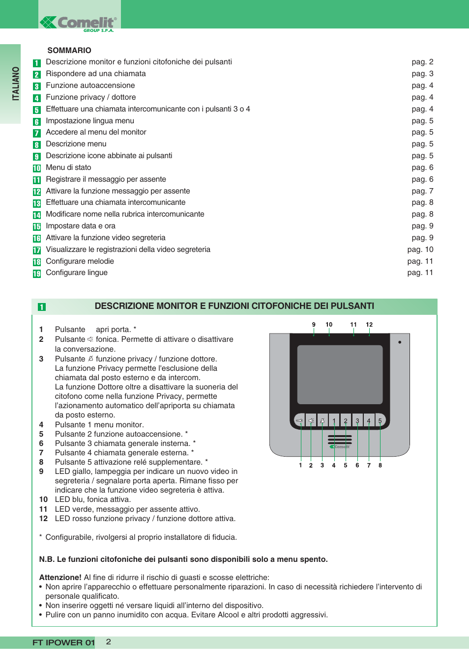 Comelit FT POWER 01 User Manual | Page 2 / 32