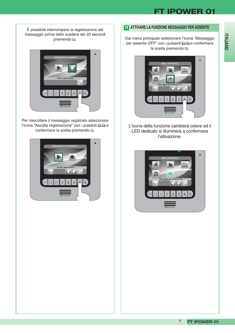 Ft ipower 01 | Comelit FT POWER 01 User Manual | Page 7 / 32