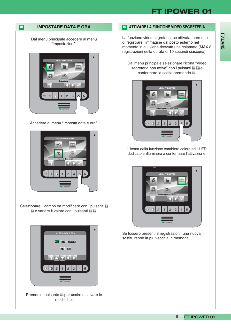 Ft ipower 01 | Comelit FT POWER 01 User Manual | Page 9 / 32