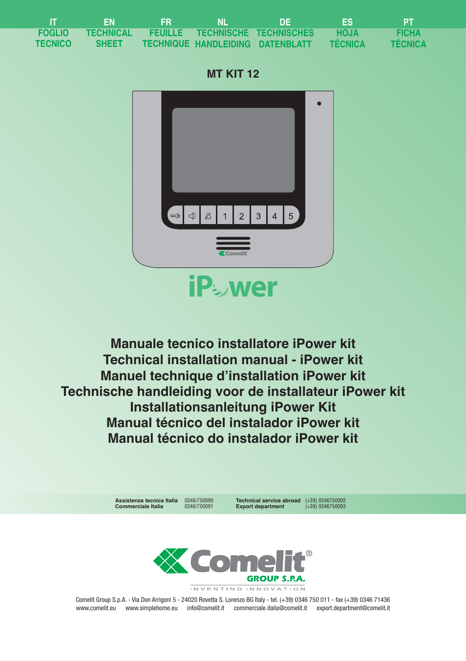 Comelit MT KIT 12 User Manual | 100 pages