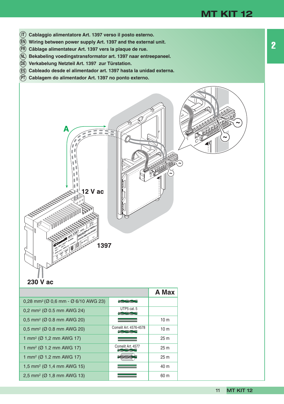 Mt kit 12, A max | Comelit MT KIT 12 User Manual | Page 11 / 100