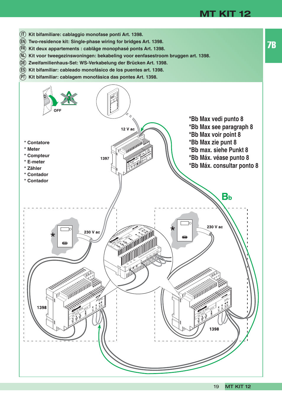 Mt kit 12, Bb max vedi punto 8 *bb max see paragraph 8, Bb max voir point 8 | Bb max zie punt 8, Bb max. siehe punkt 8, Bb máx. véase punto 8, Bb máx. consultar ponto 8 | Comelit MT KIT 12 User Manual | Page 19 / 100