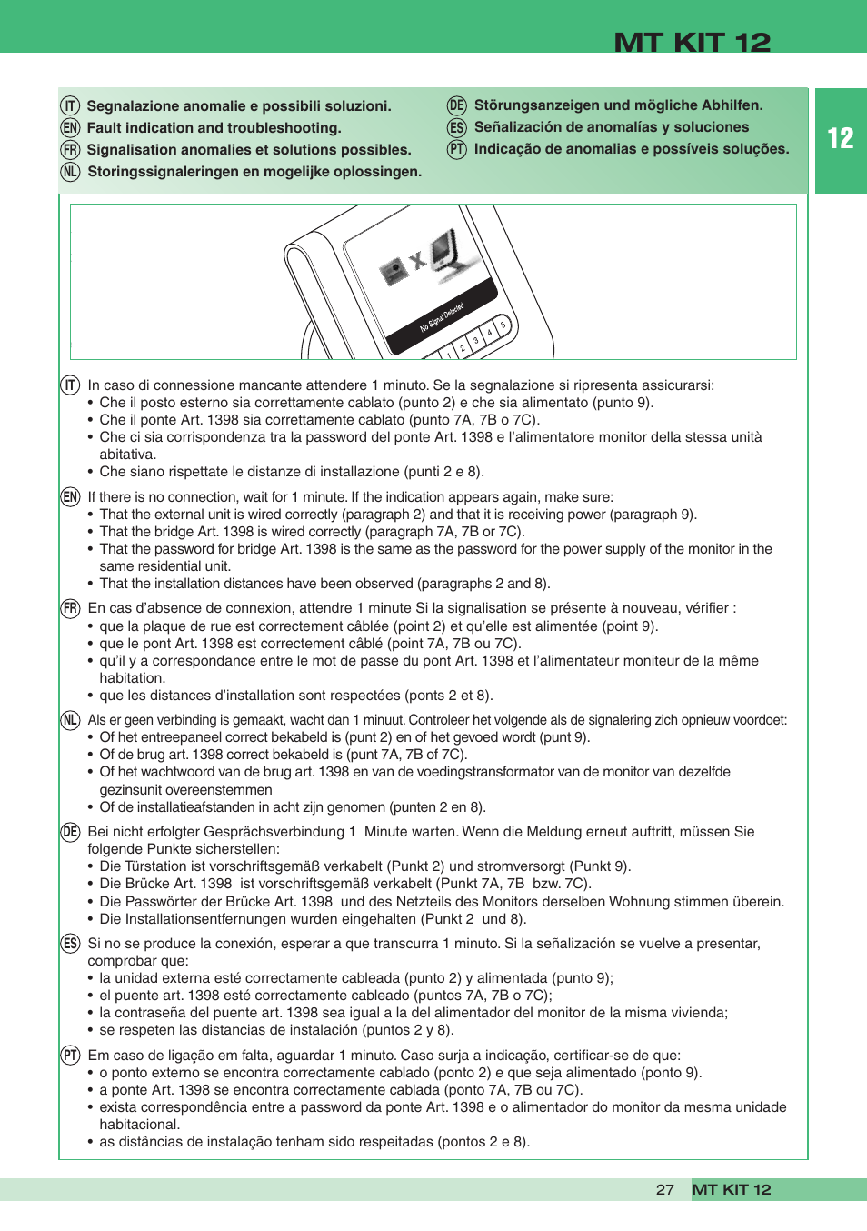 Mt kit 12 | Comelit MT KIT 12 User Manual | Page 27 / 100