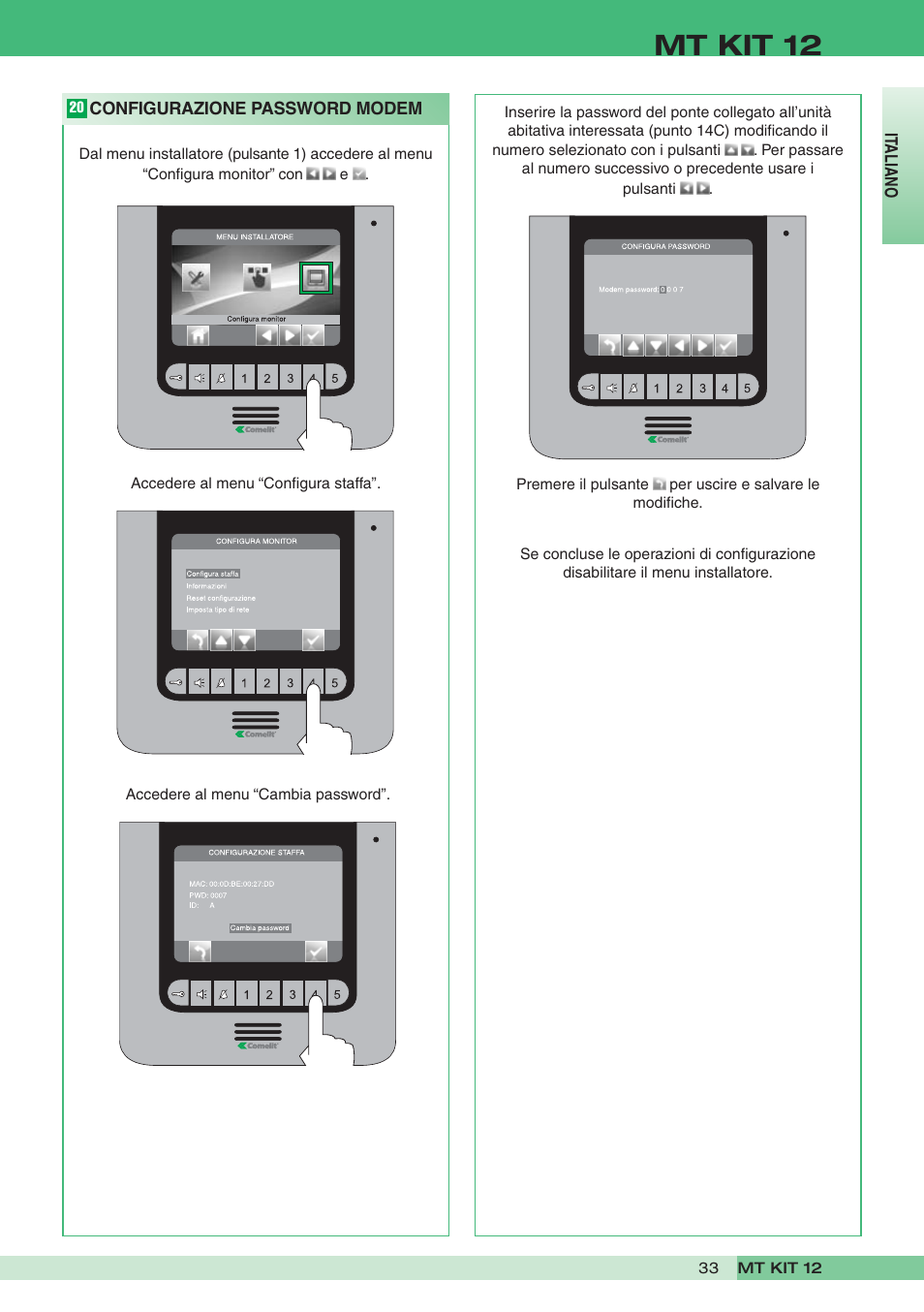 Mt kit 12 | Comelit MT KIT 12 User Manual | Page 33 / 100