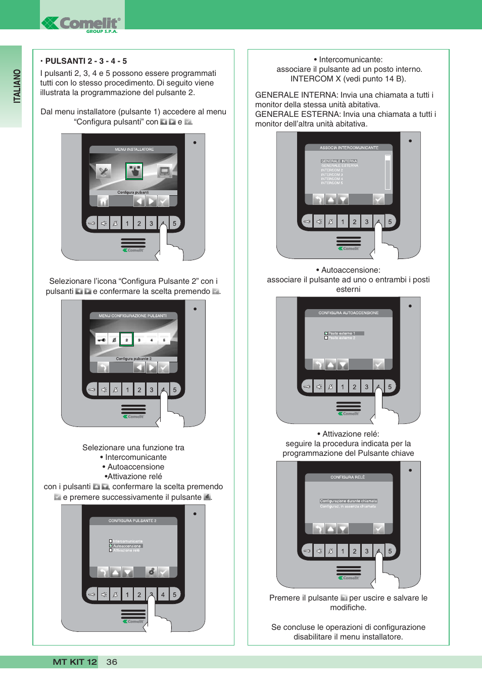 Comelit MT KIT 12 User Manual | Page 36 / 100