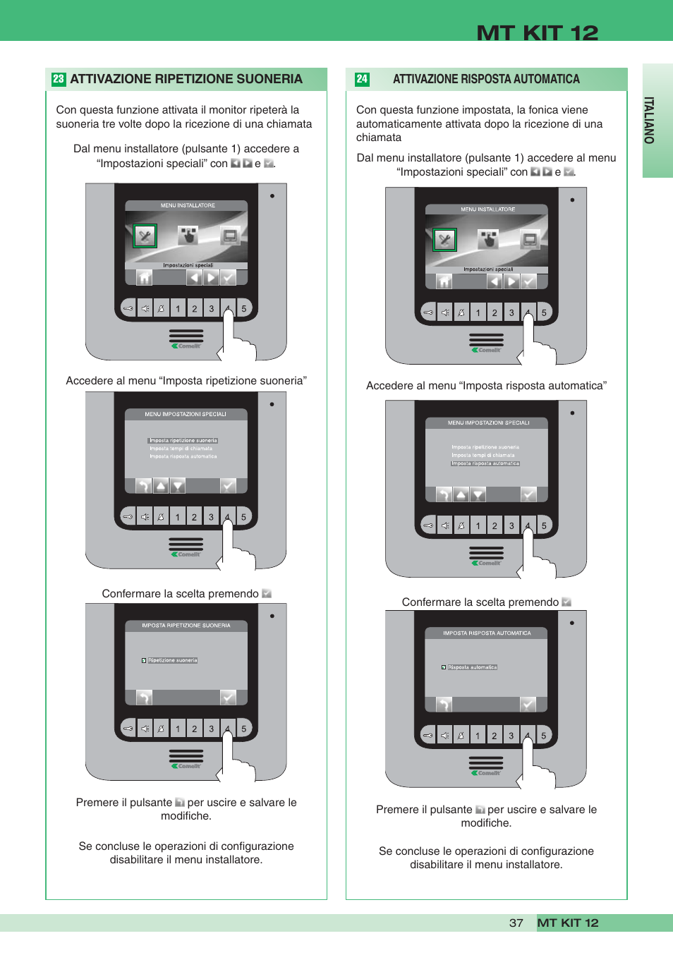 Mt kit 12 | Comelit MT KIT 12 User Manual | Page 37 / 100