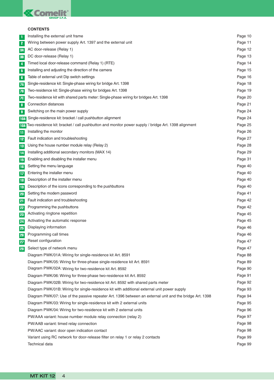 Comelit MT KIT 12 User Manual | Page 4 / 100