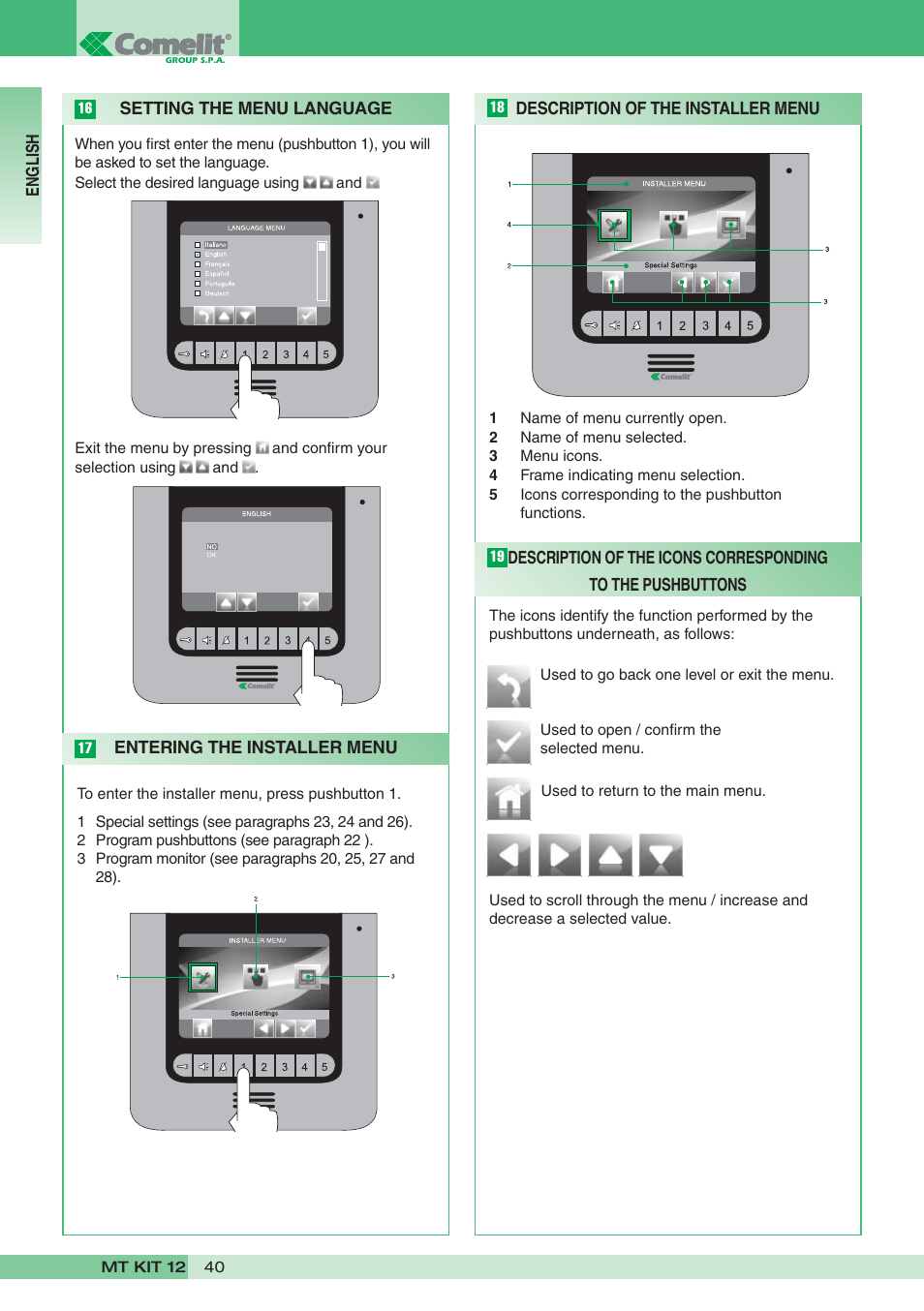 Comelit MT KIT 12 User Manual | Page 40 / 100