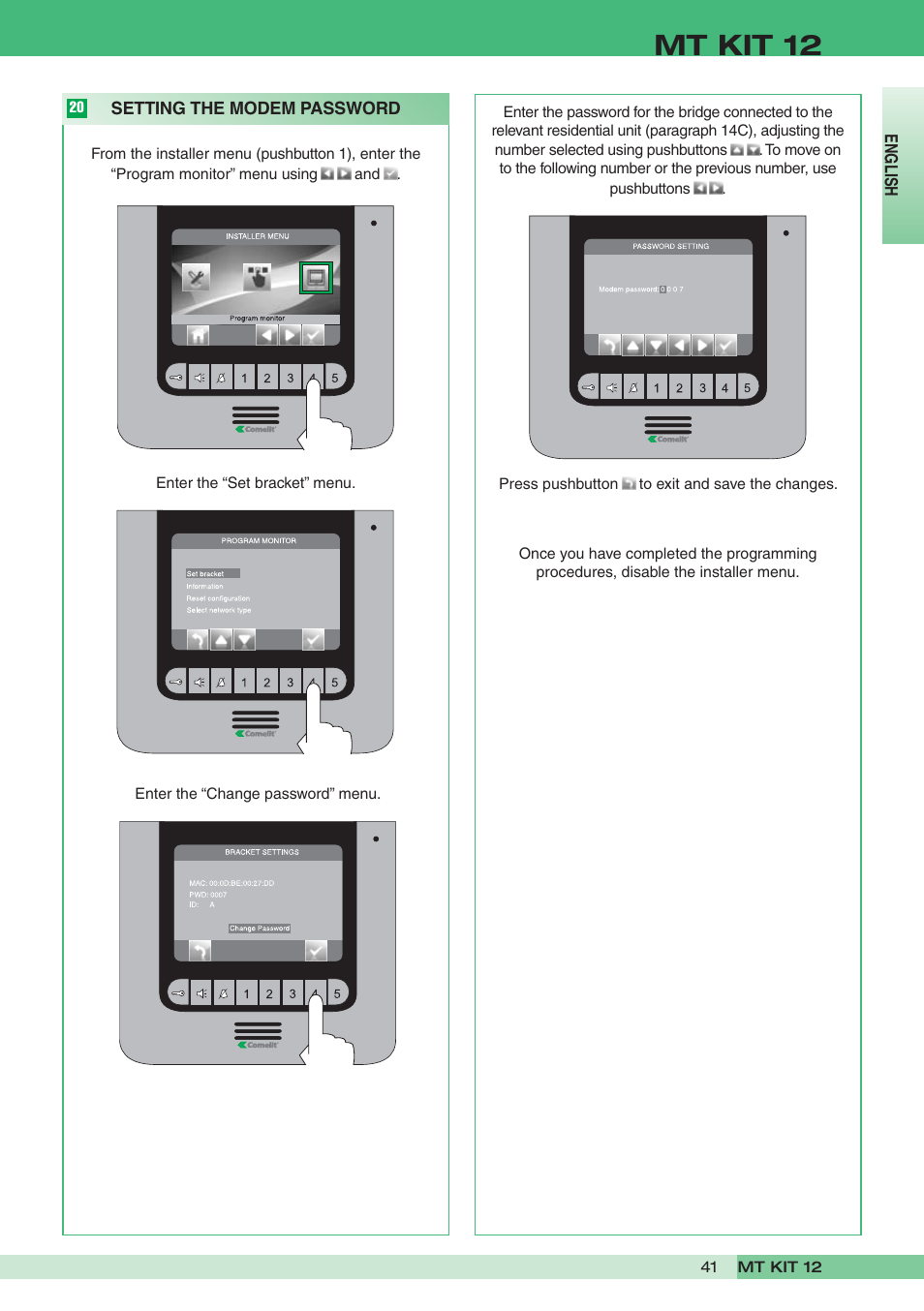 Mt kit 12 | Comelit MT KIT 12 User Manual | Page 41 / 100