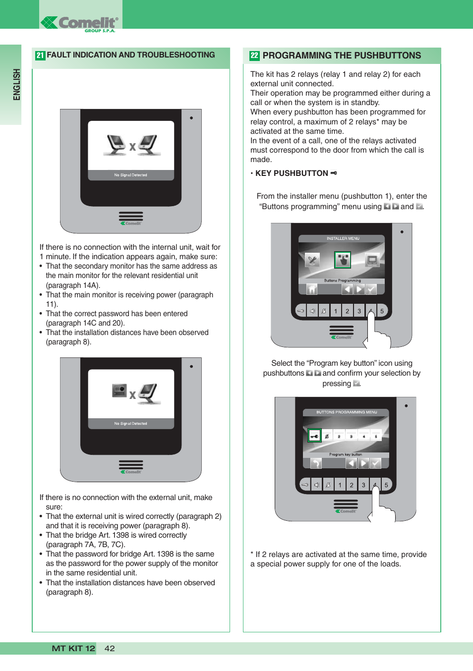 Comelit MT KIT 12 User Manual | Page 42 / 100