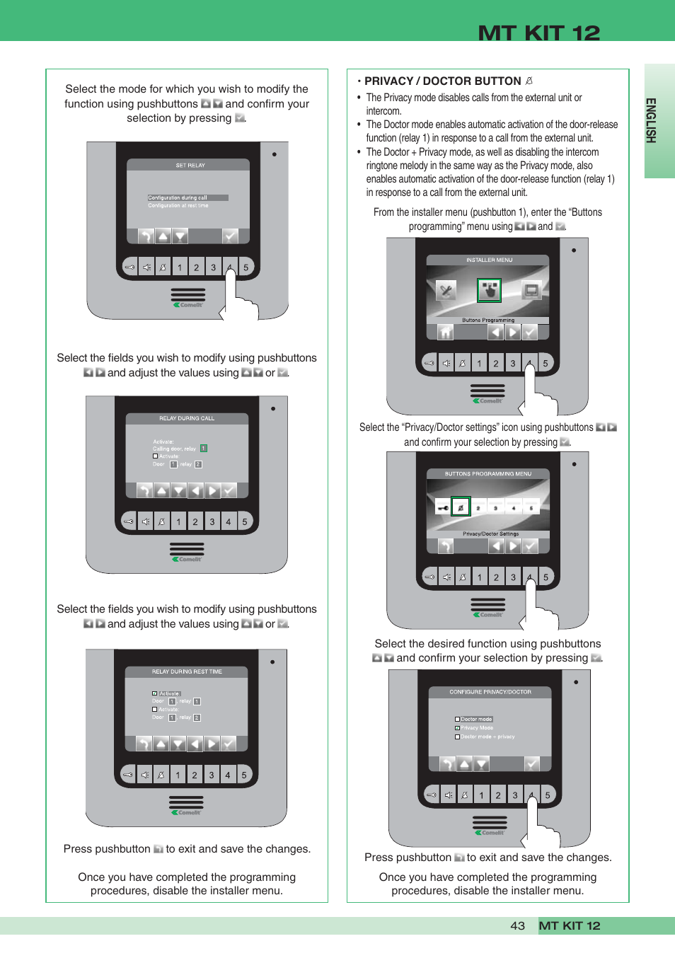 Mt kit 12 | Comelit MT KIT 12 User Manual | Page 43 / 100