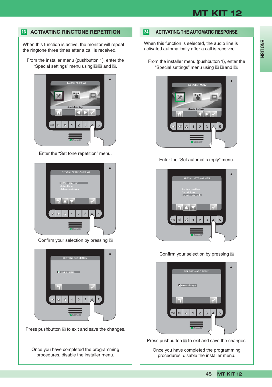 Mt kit 12 | Comelit MT KIT 12 User Manual | Page 45 / 100