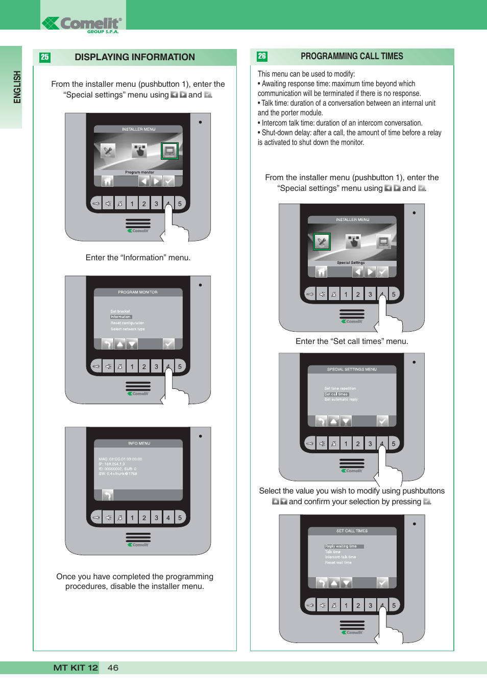 Comelit MT KIT 12 User Manual | Page 46 / 100