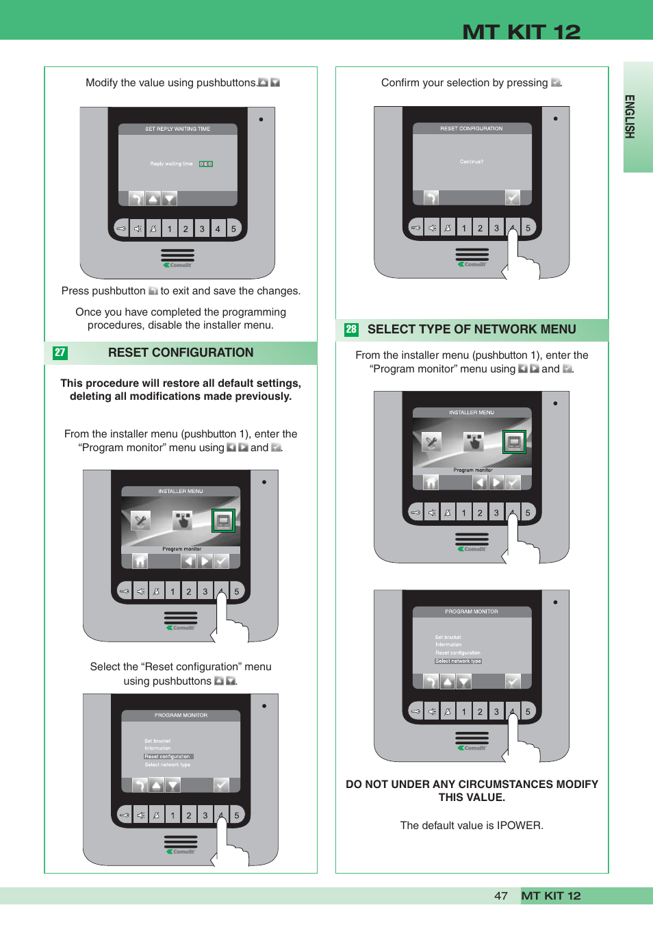 Mt kit 12 | Comelit MT KIT 12 User Manual | Page 47 / 100