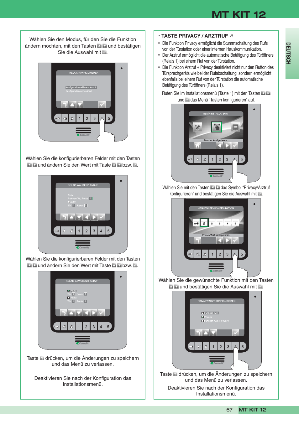 Mt kit 12 | Comelit MT KIT 12 User Manual | Page 67 / 100