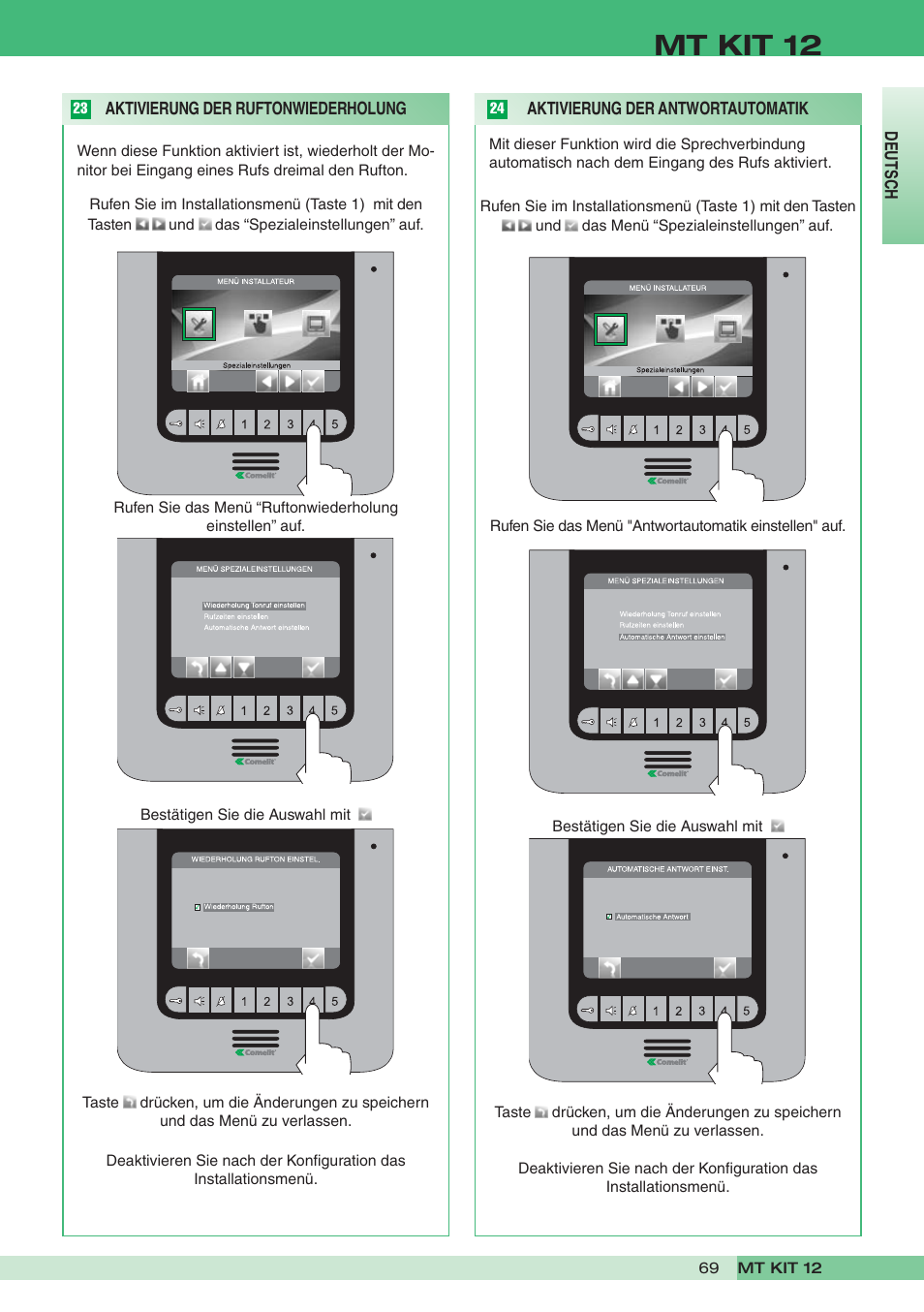 Mt kit 12 | Comelit MT KIT 12 User Manual | Page 69 / 100