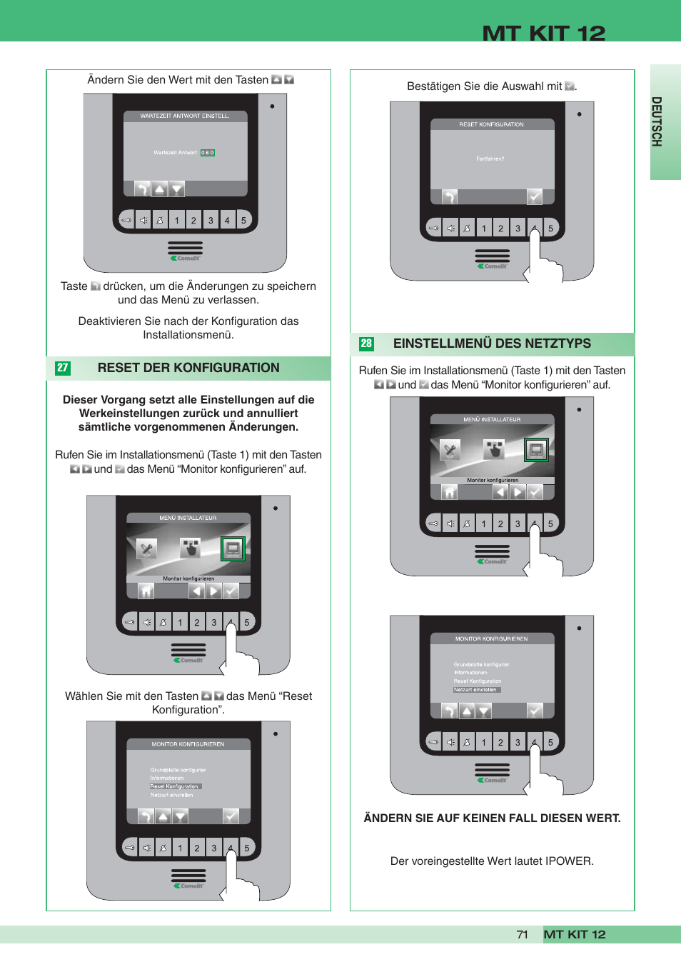 Mt kit 12 | Comelit MT KIT 12 User Manual | Page 71 / 100