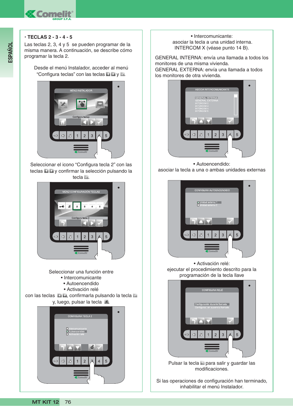 Comelit MT KIT 12 User Manual | Page 76 / 100