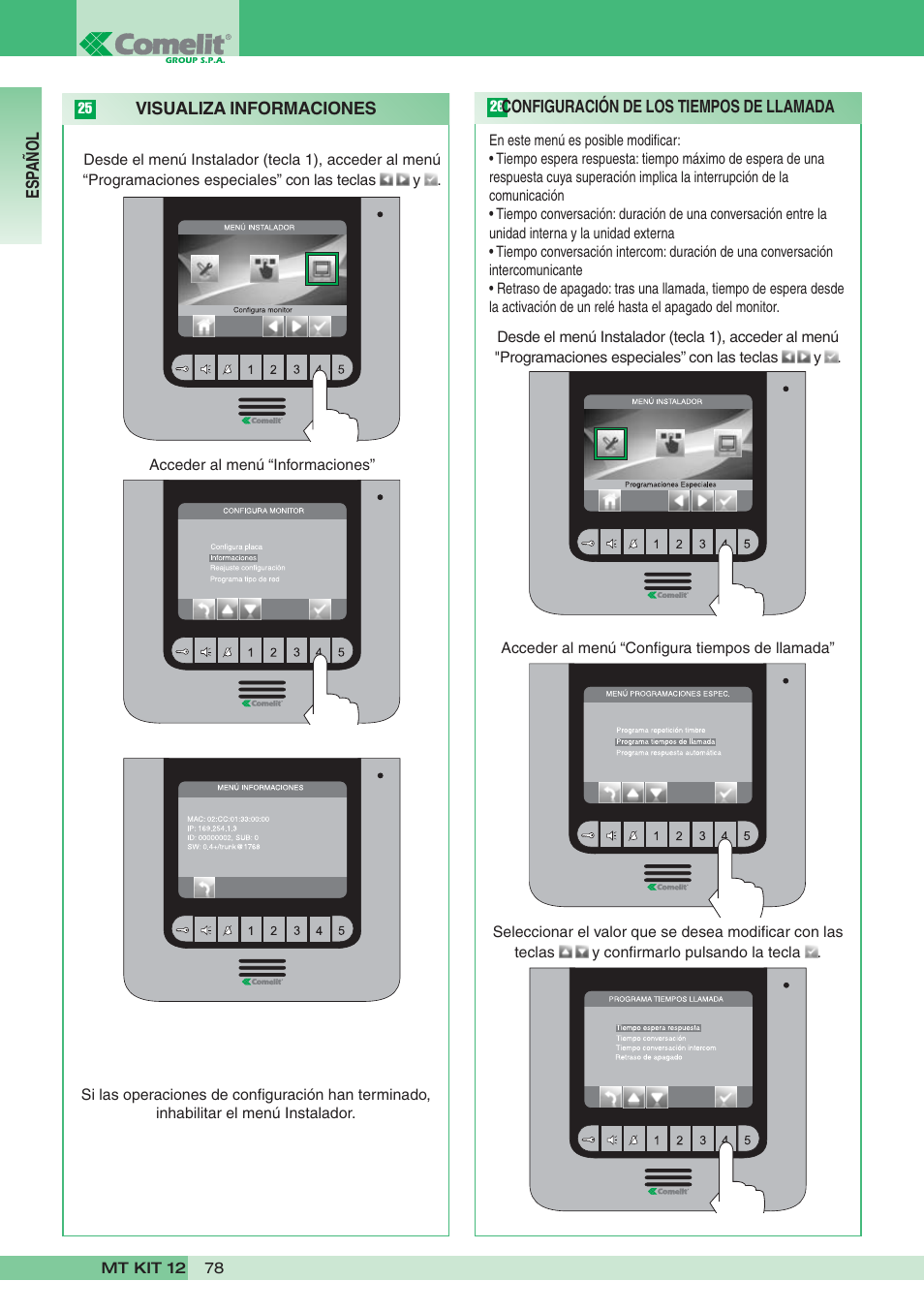 Comelit MT KIT 12 User Manual | Page 78 / 100