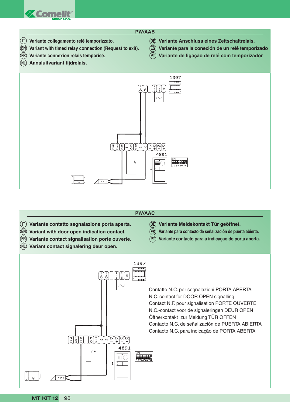 Comelit MT KIT 12 User Manual | Page 98 / 100