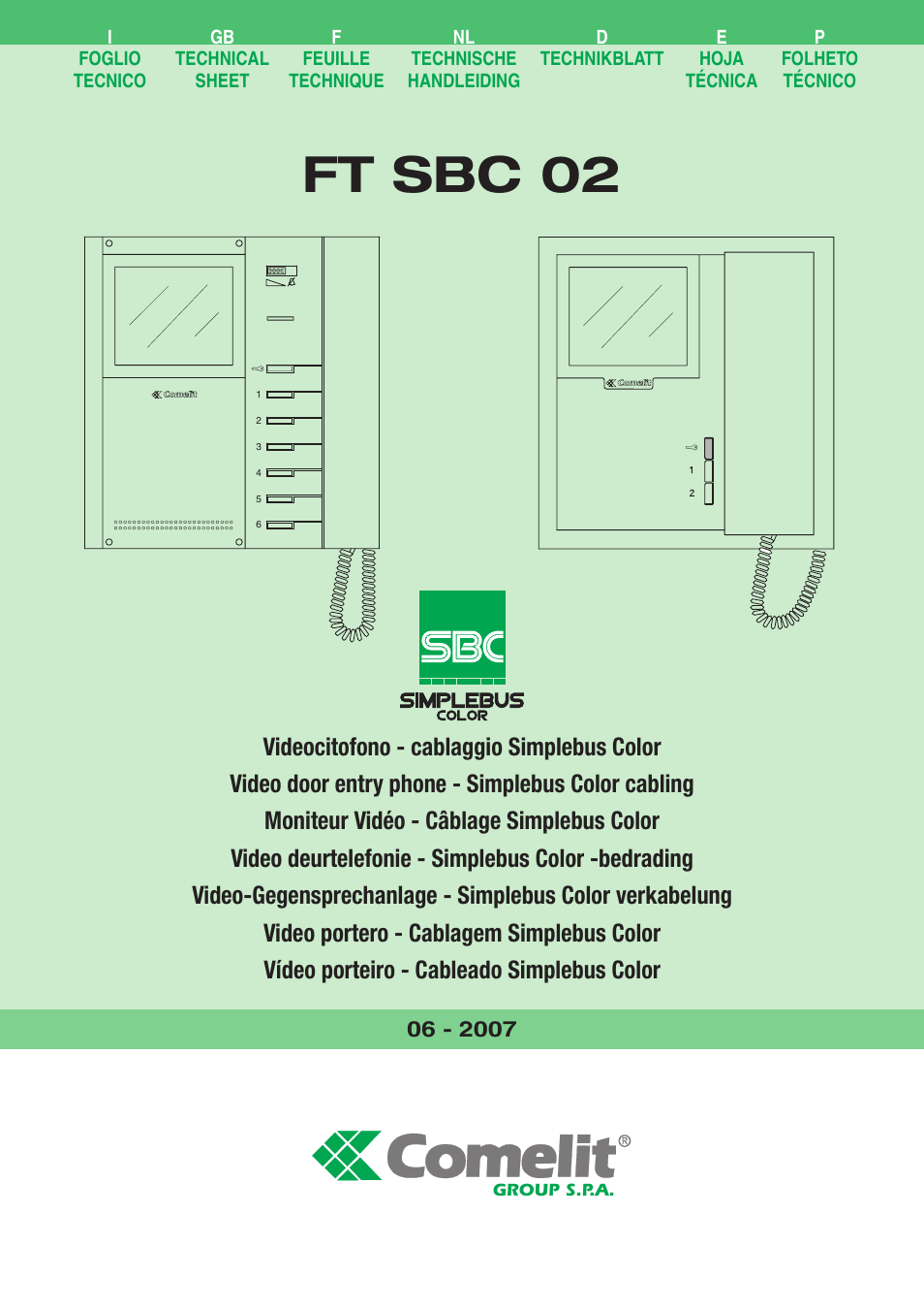 Comelit FT SBC 02 User Manual | 16 pages