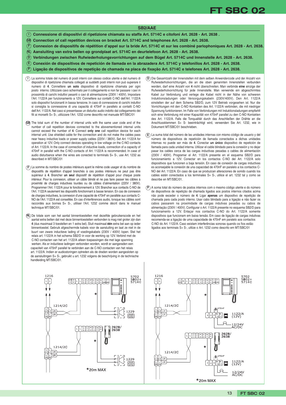 Ft sbc 02 | Comelit FT SBC 02 User Manual | Page 13 / 16