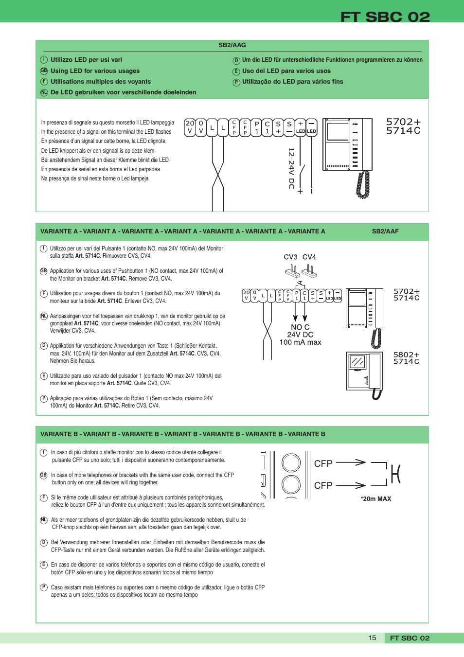 Ft sbc 02 | Comelit FT SBC 02 User Manual | Page 15 / 16