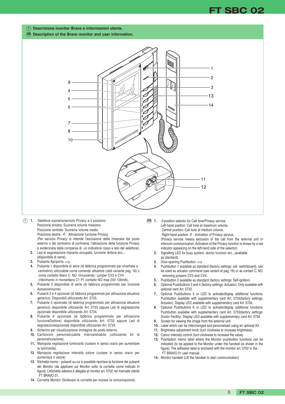 Ft sbc 02 | Comelit FT SBC 02 User Manual | Page 3 / 16