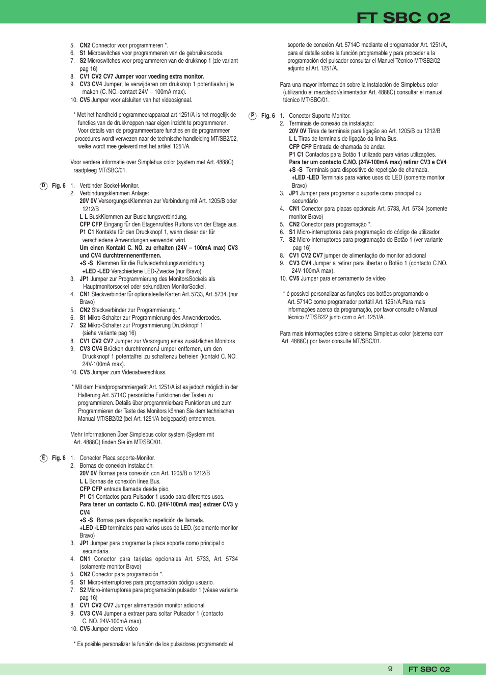 Ft sbc 02 | Comelit FT SBC 02 User Manual | Page 9 / 16