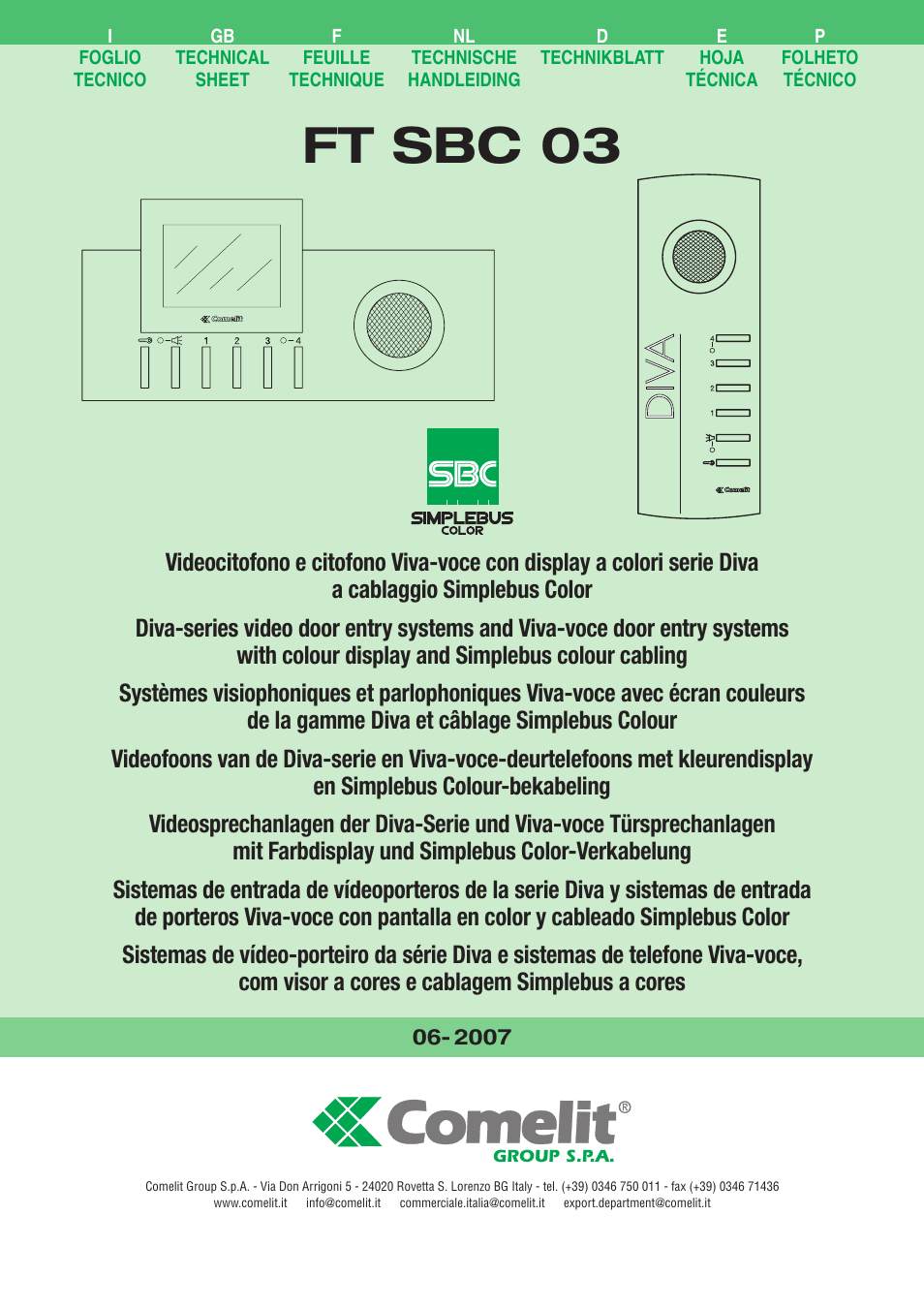 Comelit FT SBC 03 User Manual | 12 pages