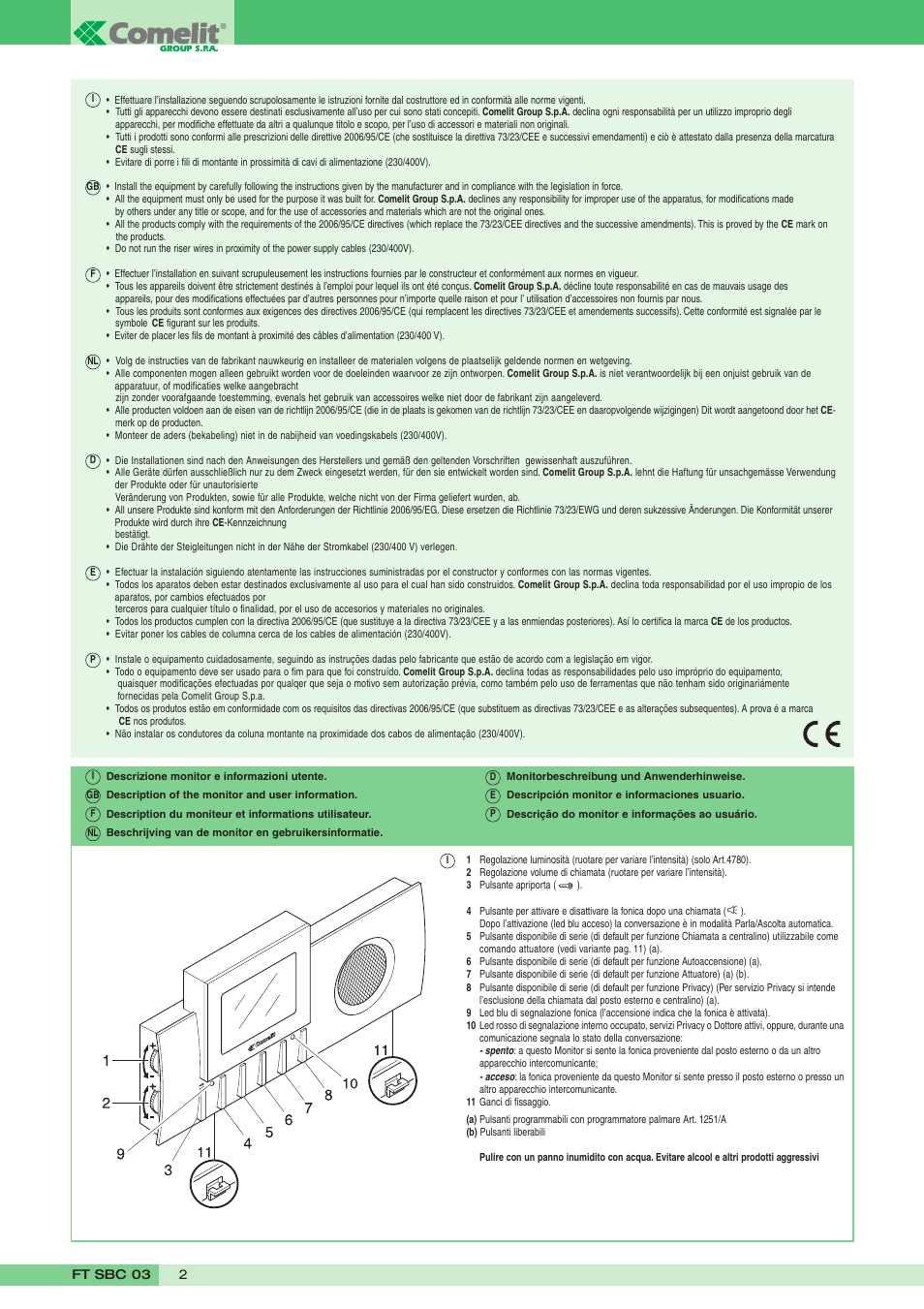 Comelit FT SBC 03 User Manual | Page 2 / 12