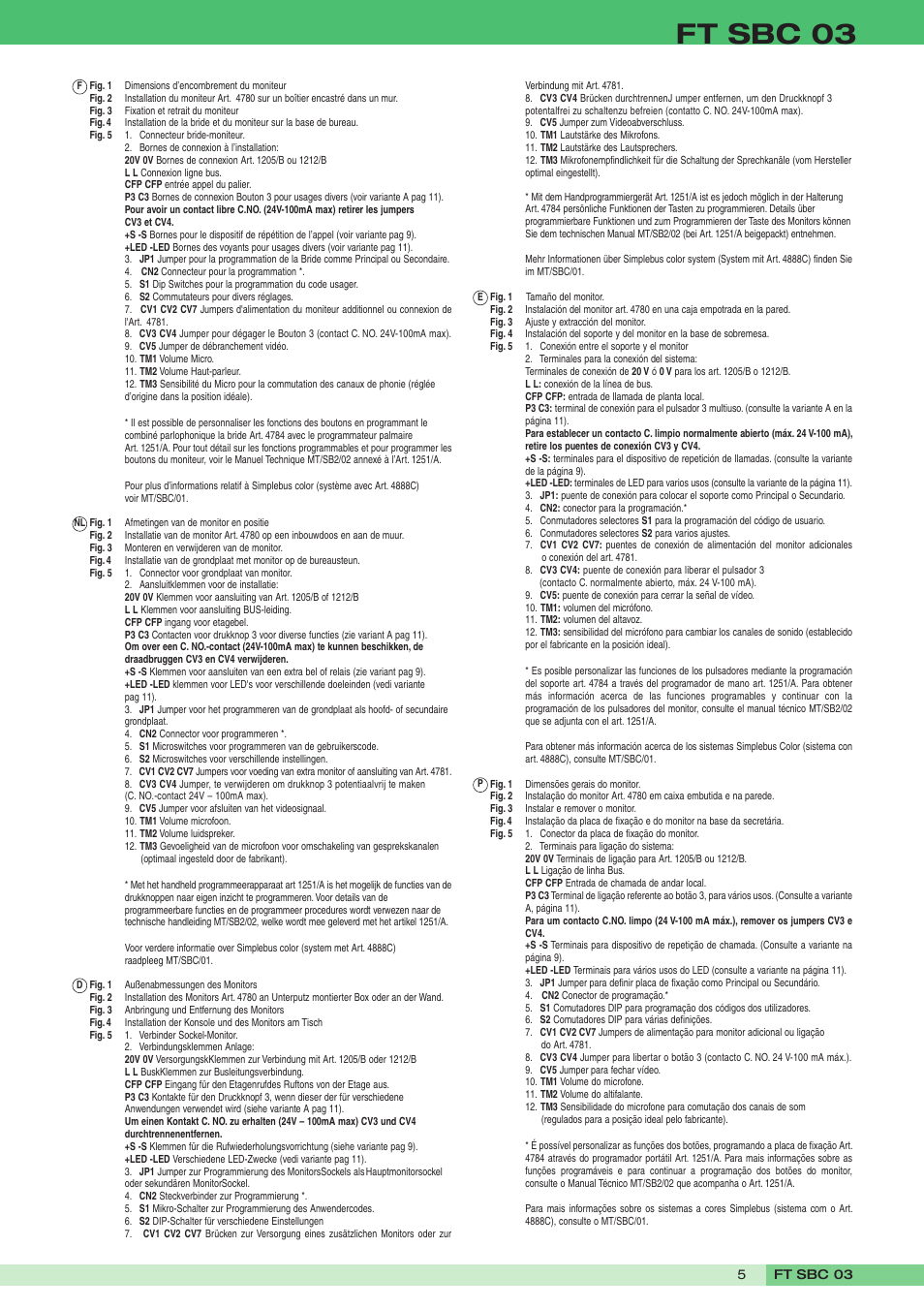 Ft sbc 03 | Comelit FT SBC 03 User Manual | Page 5 / 12